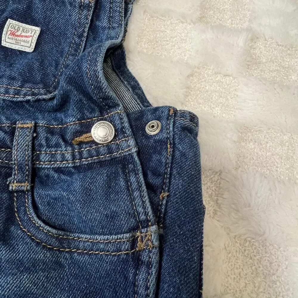 Old Navy Workwear Baby Denim Overalls 18-24 Months Snap Leg Toddler